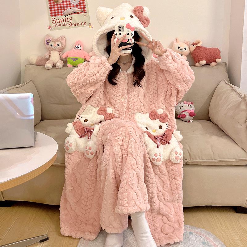 Женская зимняя ночная рубашка из бархата и кораллового флиса размера плюс - симпатичная домашняя одежда из плотной фланели