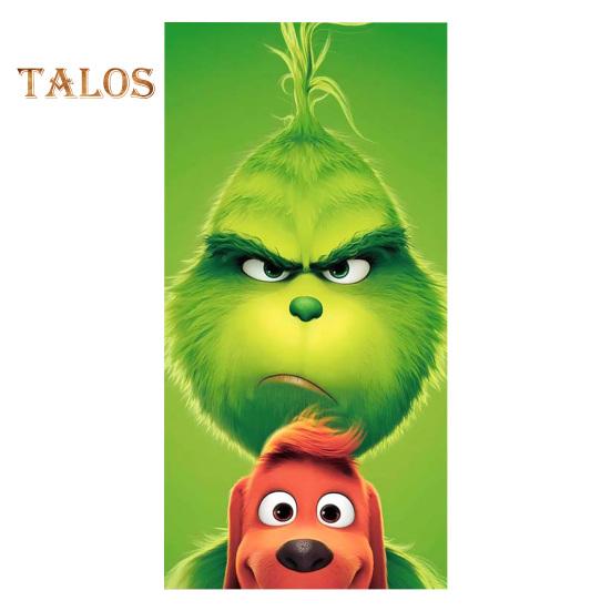 1 комплект гобеленов для гаражных ворот с 4 застежками-лентами в рождественском стиле с принтом Гринчи из мультфильма, создающий праздничную атмосферу для украшения фона для новогодней вечеринки