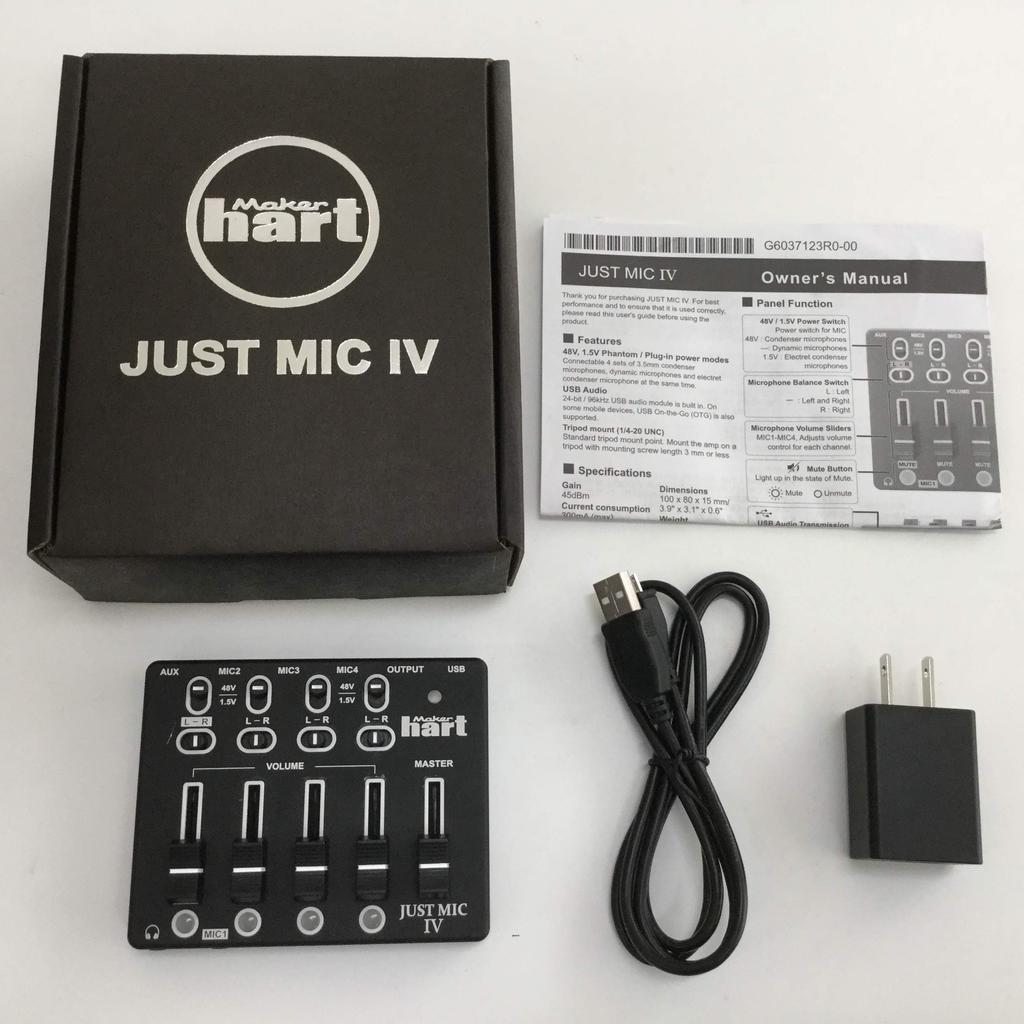 Maker Hart 4-Channel Mic Mixer Just Mic 4 USB 48V