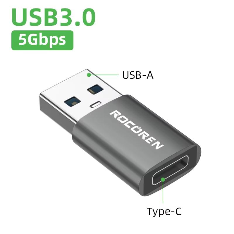Rocoren USB Type C OTG Adapter USB C Male to USB 3.2 Female Cable Converters For Macbook Samsung S23 Xiaomi 10 Gbps Type-c OTG 3