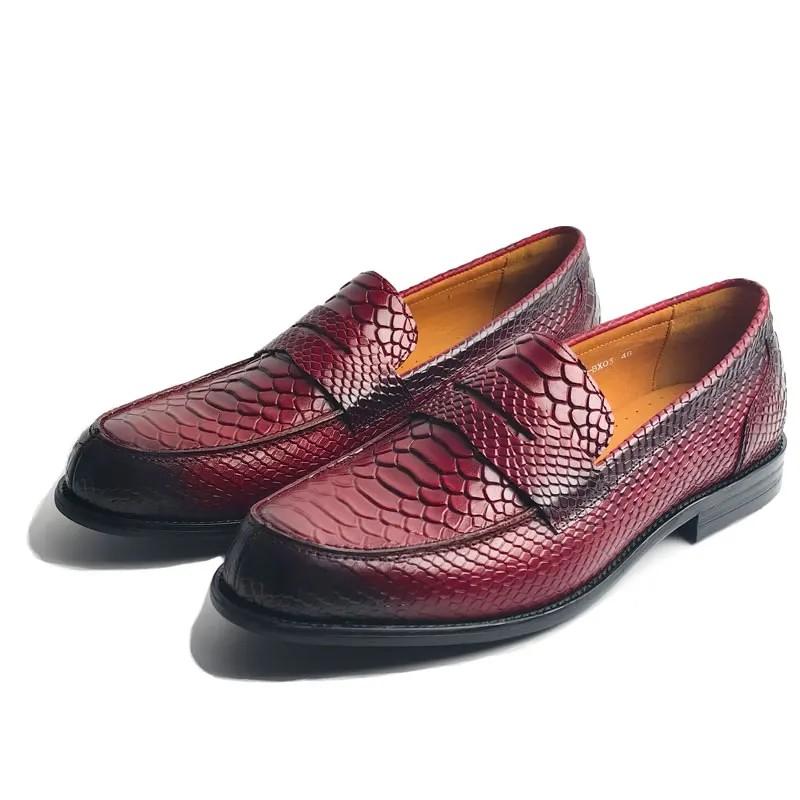 Fashion Popular Men Loafers Fashion Snake Pattern Leather Shoes Driving Footwear Handcraft Customized Comfortable Business Shoes Leather
