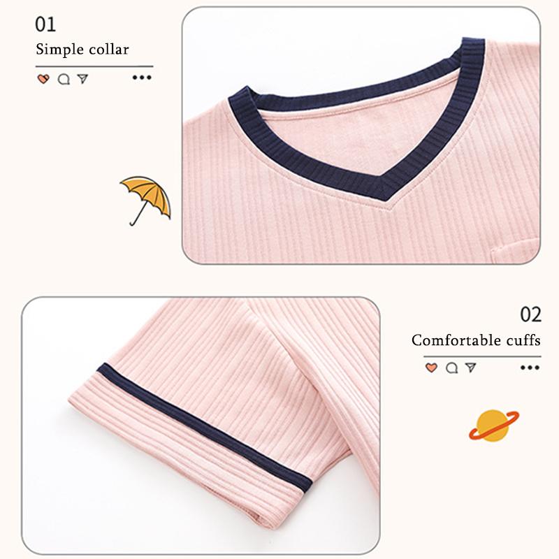 Pure Cotton Pajamas for Women, Summer Short Sleeved Long Pants Two-piece Set, Loose and Can Be Worn Externally for Women In Home Clothing