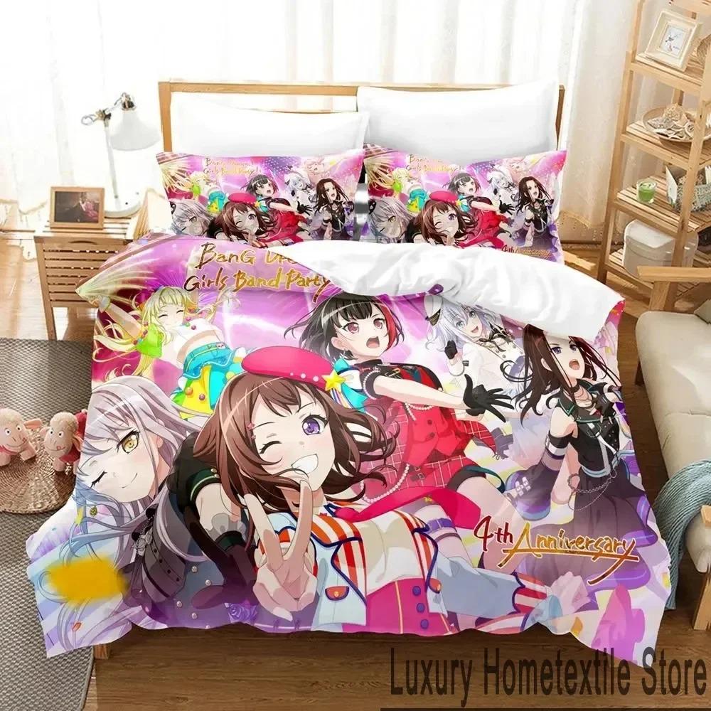 3D Принт BanG Dream Аниме Девушки Группа Вечеринка Постельное Белье Мальчики Девочки Полуторный Двуспальный Кинг Сайз Пододеяльник Наволочка Кровать мальчики Взрослый