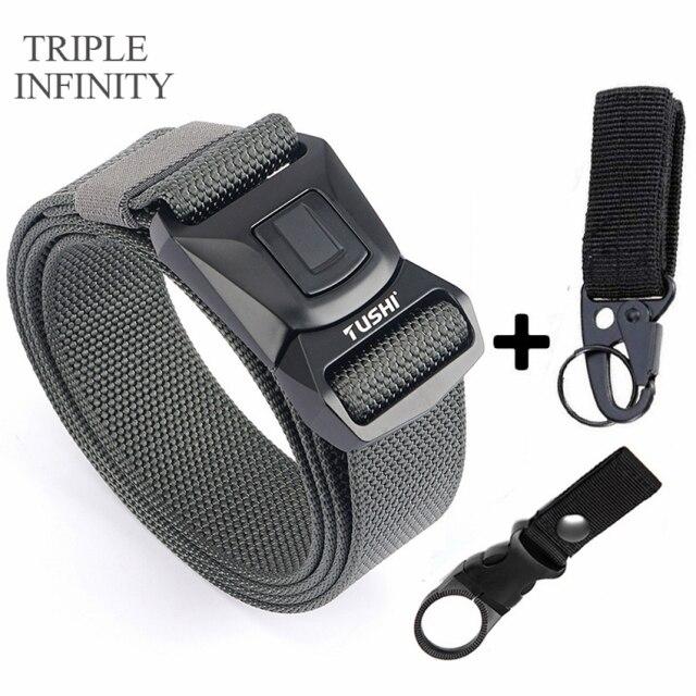 Новый мужской ремень для брюк, цинковый сплав, сменная пряжка, защитные мужские ремни для работы на открытом воздухе, быстросохнущий прочный нейлоновый повседневный вязаный ремень