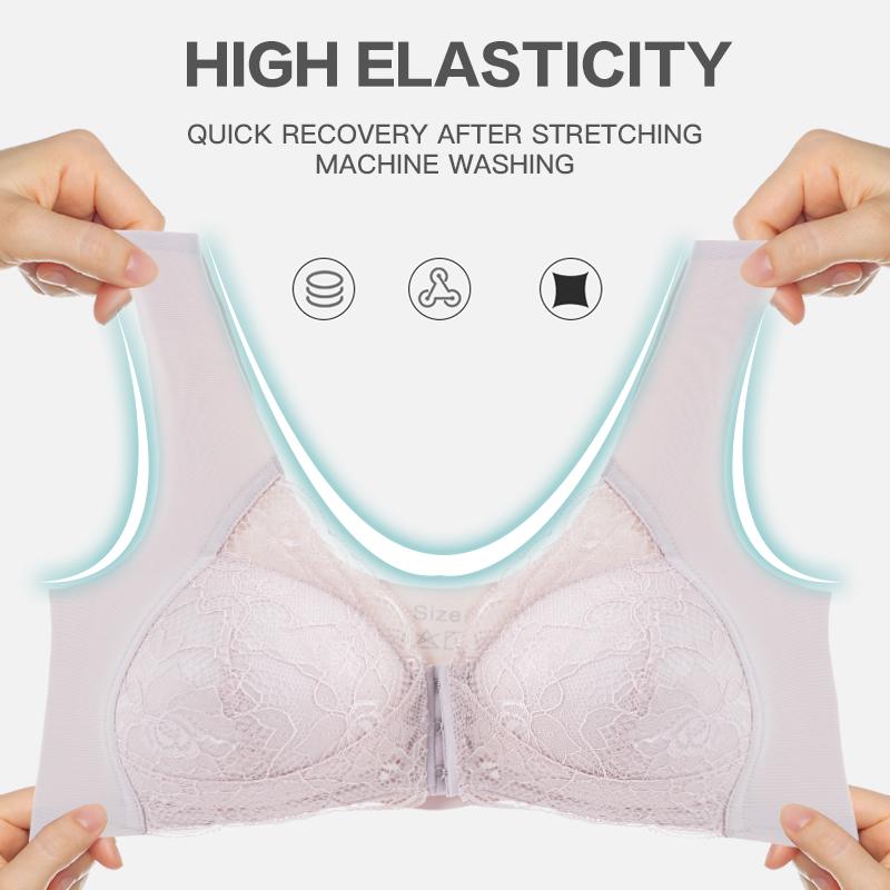 Женские бюстгальтеры размера Plue Wireless Push Up Brassers Женские бесшовные бюстгальтеры с застежкой спереди, кружевные цветочные бюстгальтеры, однотонный топ-топ, бюстгальтер, нижнее белье L-4XL
