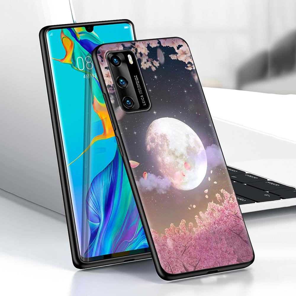 Plum Cherry Blossom Girl Case for Huawei P30 P Smart Z P40 Lite E P20 Y6 Y7 Y9 2019 Honor 8X Play 9A 50 20 Pro Black Soft Cover