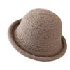 Hollow knitted bucket hat women's autumn and winter new face small bucket hat foreign air breathable hat sunshade sunscreen hat