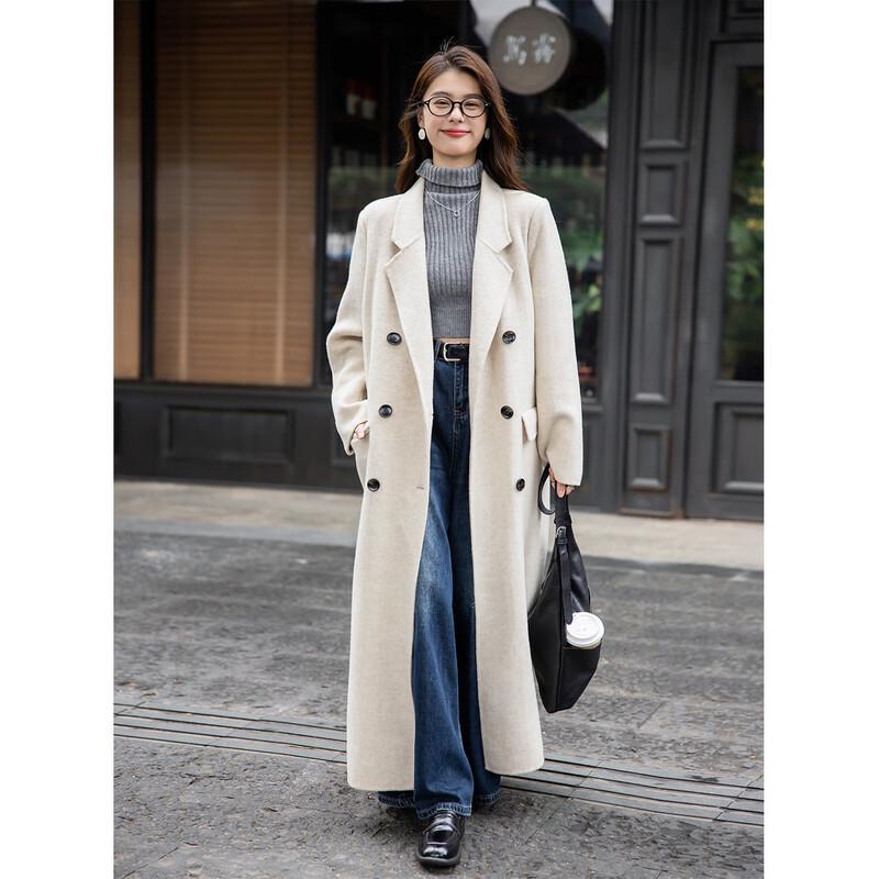 Mokana Women's Elegant Long Wool Blend Coat