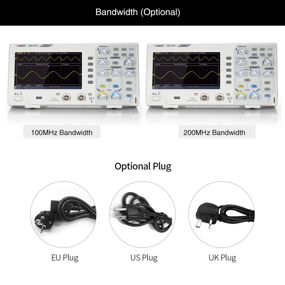 Owon SDS1102 Oscilloscope Oscillometer Digital Storage Oscilloscope 2CH 100MHz 1GS s 7 inch LCD Display