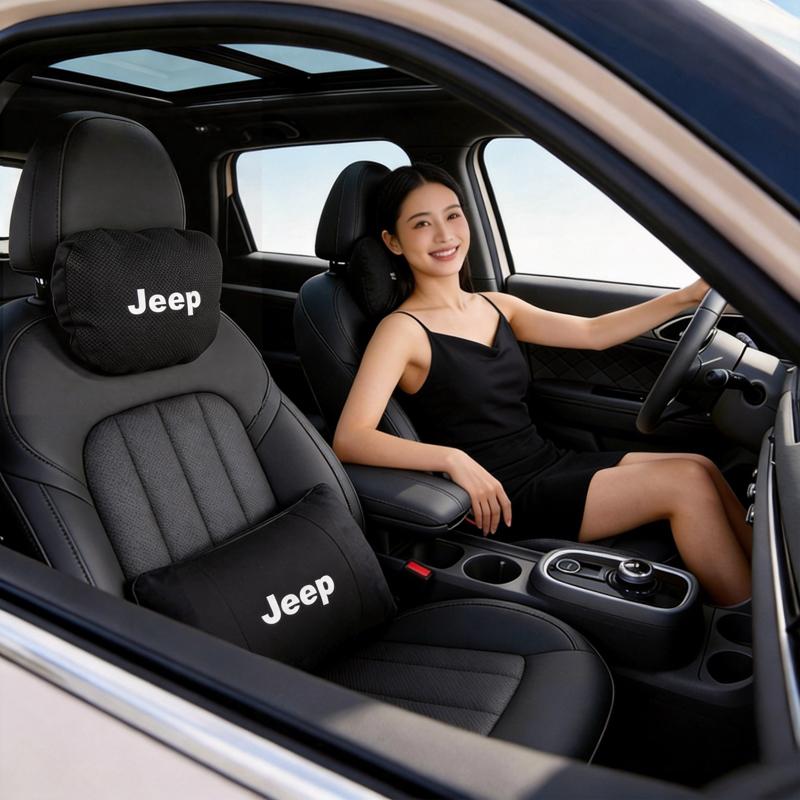 Car Logo Car Neck Pillow & Back Support Cushion Comfortable For Jeep Wrangler JK Gladiator Renegade Grand Cherokee Valve Stem LVCZN1