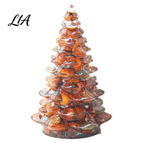 Holiday Desktop Decoration Resin Christmas Tree Figurine, Crystal Ornament, Home Accents Miniature for Office, Gift Modern Art