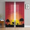 Elephant Sunset Tree Sheer Curtains for Living Room Transparent Tulle Window Treatments Bedroom Kitchen Home Decor Veil Drapes