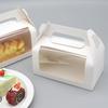Ручная коробка для рулета с прозрачным окном, Белая картонная ПВХ коробка для выпечки, хлеба, десертов на вынос