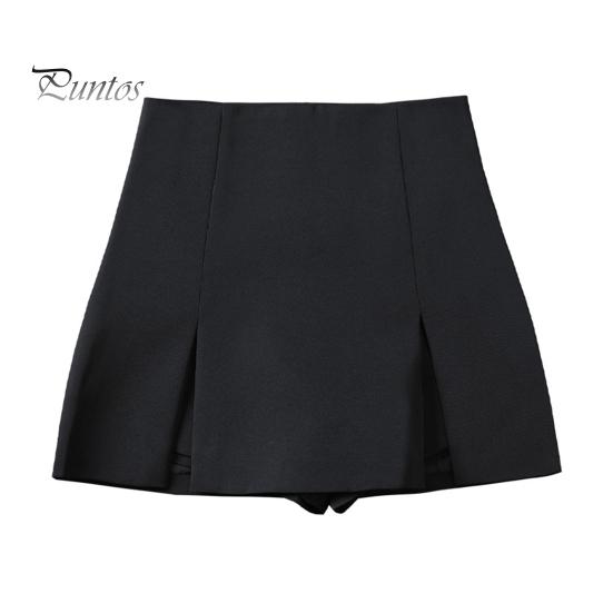 Женская мини-юбка с высокой талией и боковым разрезом, однотонная короткая юбка, дизайн трапециевидной формы, рабочая юбка с защитой от воздействия