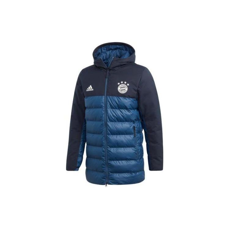 adidas Бавария Мюнхен Тренировочная куртка с логотипом на молнии с капюшоном, мужская куртка из хлопка, синяя EB7564