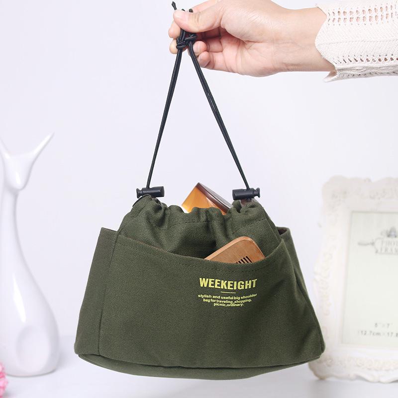 Kiss the Rain: Waterproof Canvas Makeup Bag - Practical & Portable Storage