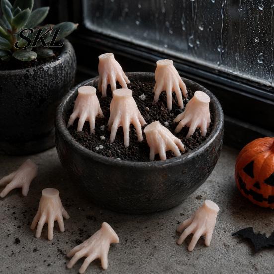 Halloween Party Supplies Mini Crawling Hand Ornaments, Realistic Palm Decor Props, Spooky Ornaments Miniature Scary Jar Decorations for Haunted House