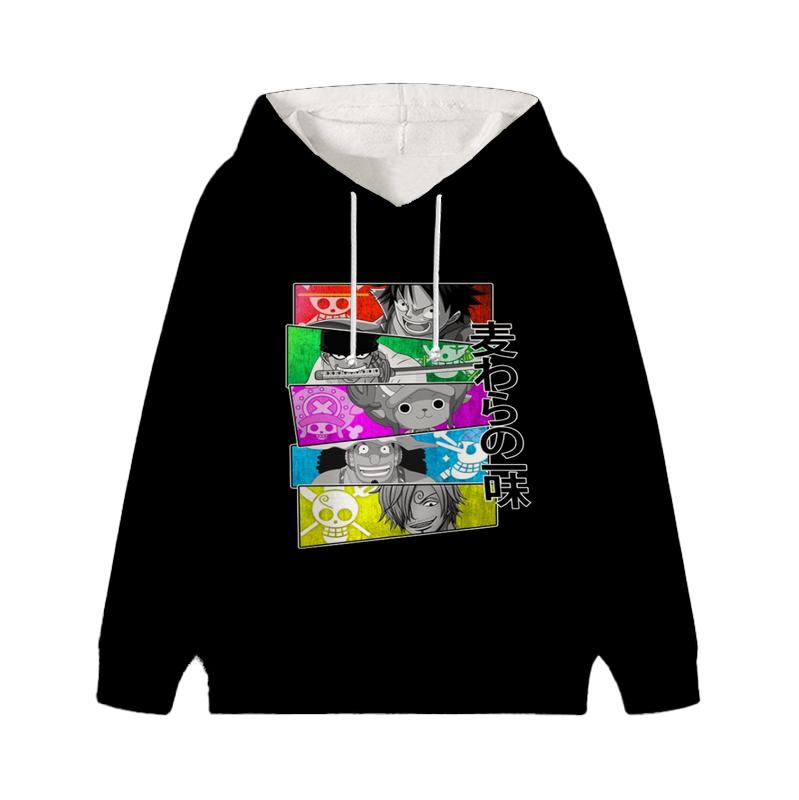 One Piece Luffy Wanted Детские толстовки с капюшоном Осень-Зима Детские бархатные пуловеры Повседневная одежда для детей Девочек и мальчиков Мультфильмы Kawaii Топы Толстовки