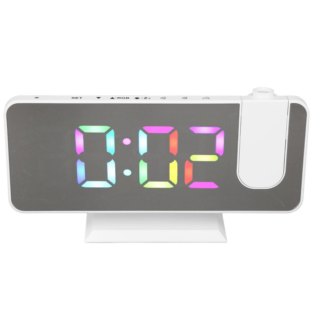 RGB Digital Alarm Clock Mirror Surface Adjustable Brightness Modern Desk Clock with 180 Degree