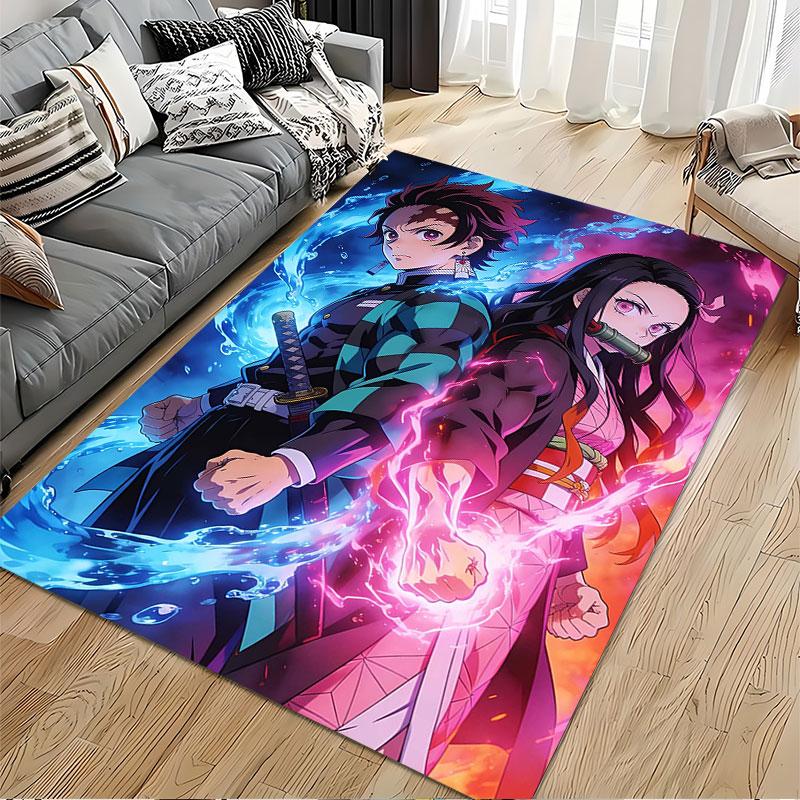 Anime Style Fiery Duo Carpet suitable as a non-slip mat for the living room or bedroom sofa