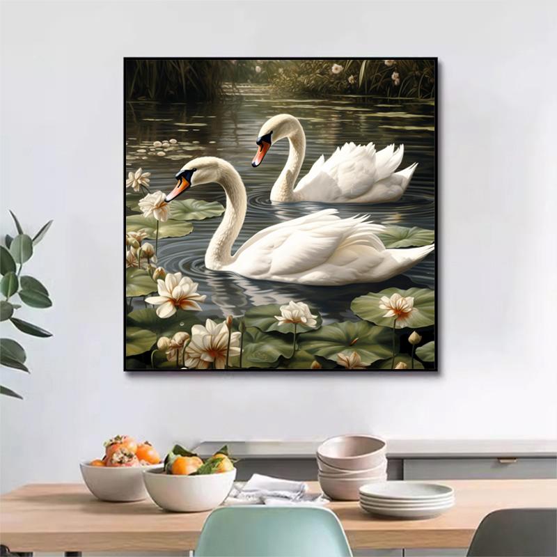 5d DIY Diamond Painting Cross Stitch Animal Swan Lotus Flower Diamond Embroidery Mosaic Full Round Drill Home Decor Arts