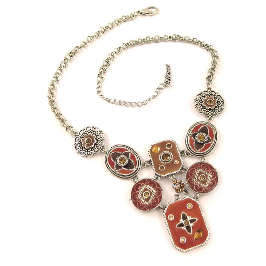 Les Trésors De Lily [C7667] - Mahogany 'Byzance' Designer Necklace