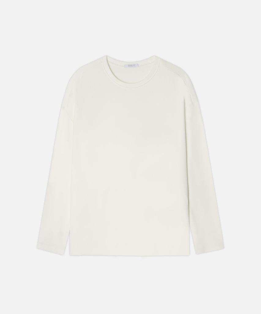 DRAW FIT Round Neck Knit T-Shirt [White]
