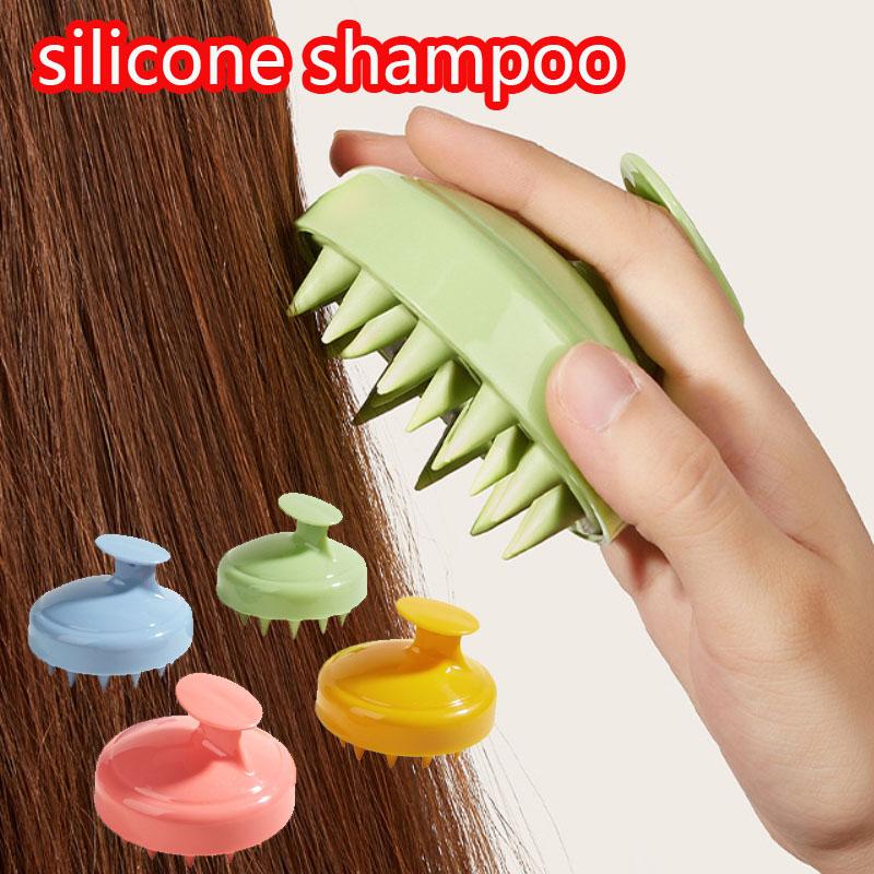 Портативная силиконовая щетка для шампуня, ручная круглая мягкая массажная щетка для кожи головы, массажная щетка для ванны, щетка для душа, расческа для ухода за волосами