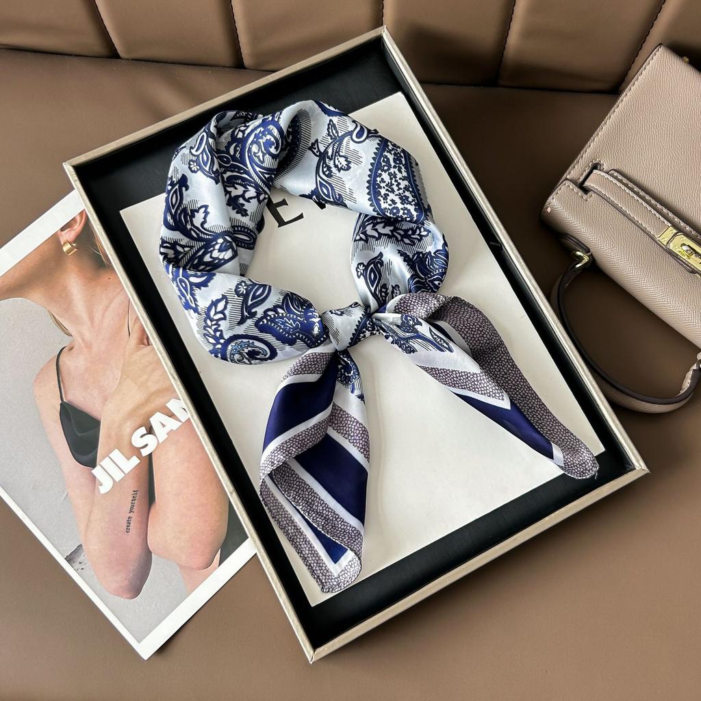 Шелковый шарф женский модный универсальный высокий смысл 70 квадратный шарф защита шеи шарф ретро шарф сумка