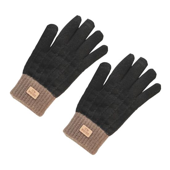 1 пара женских зимних перчаток из жаккарда, утолщенные плюшевые вязаные перчатки с пятью пальцами для сенсорного экрана, унисекс, противоскользящие, для холодной погоды, для вождения, катания на лыжах и коньках