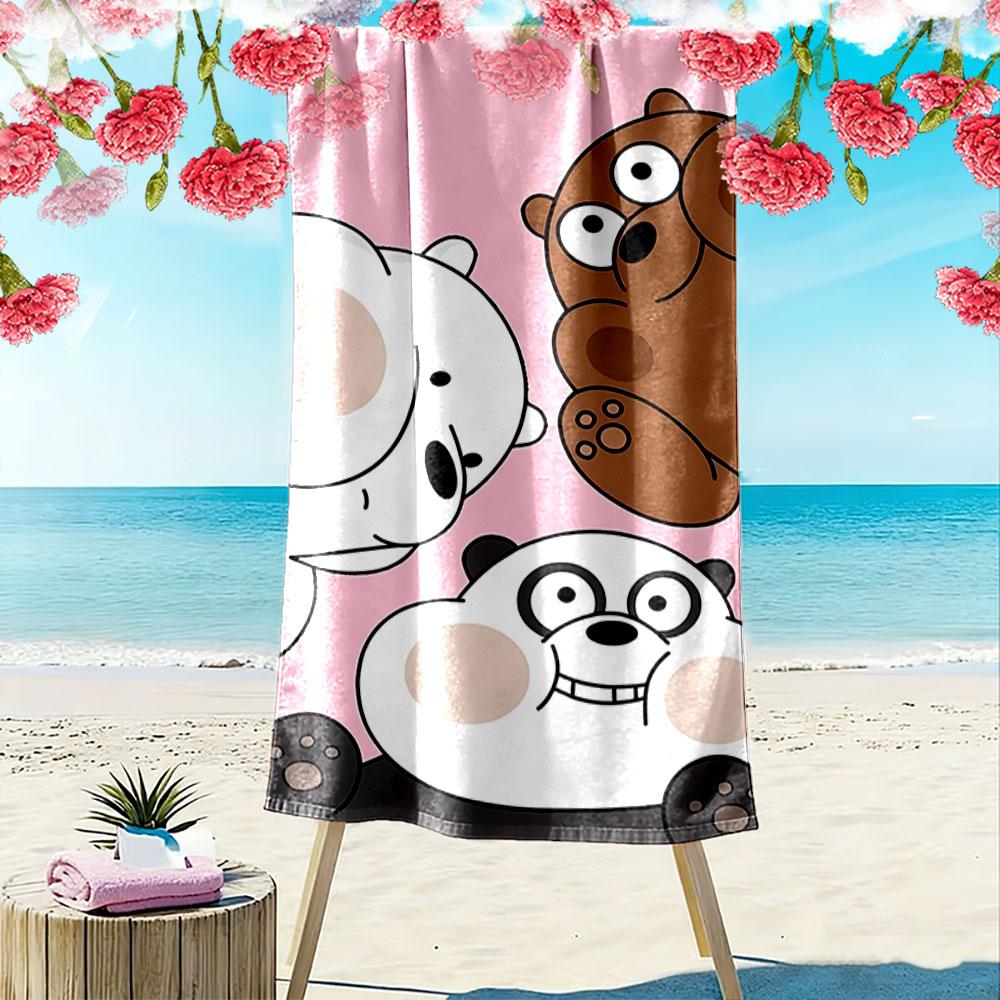Cute Cartoon Bear Trio Towel A must-have beach towel for beach travel