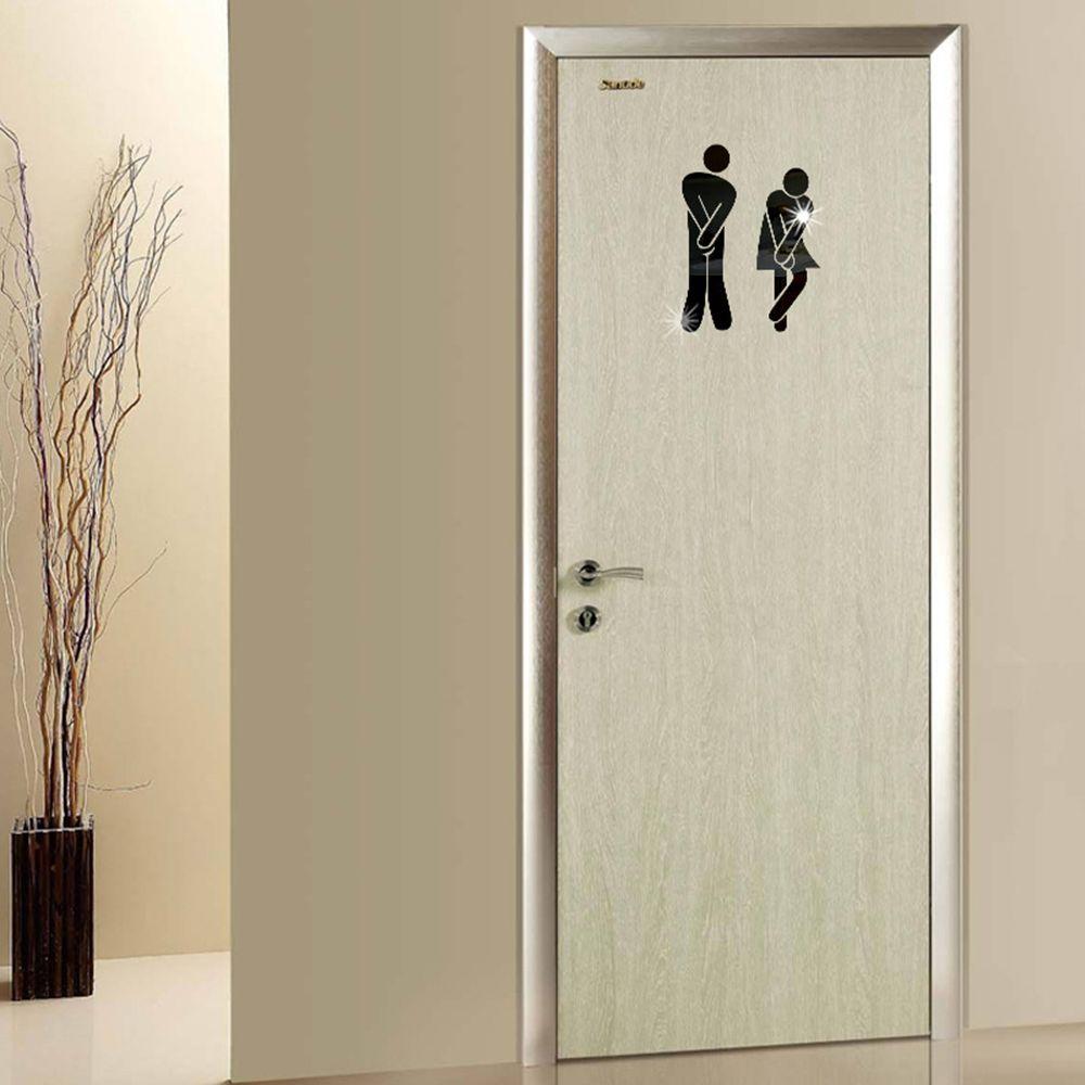 Bathroom Door Wall Art Toilet Wall Stickers Woman & Man Washroom Sign Poster Mirror Surface Decal