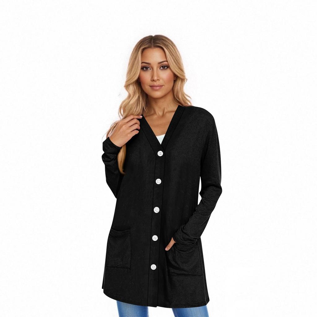 Women's Long Sleeve Cardigan Casual Jacket With Pockets Top