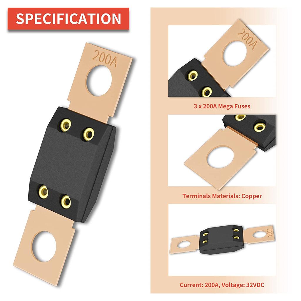 Предохранитель 30A-300A32V Модернизированный автомобильный предохранитель Болтового типа Предохранитель Большая плоская вилка с круглым отверстием
