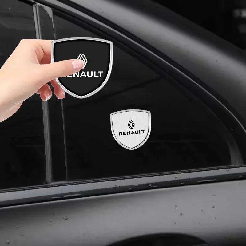 1/2pcs 3D Metal Car Styling Shield Emblem Badge Stickers for Renault Sandero Captur Megane Twingo Duster Scenic Logan Laguna T444