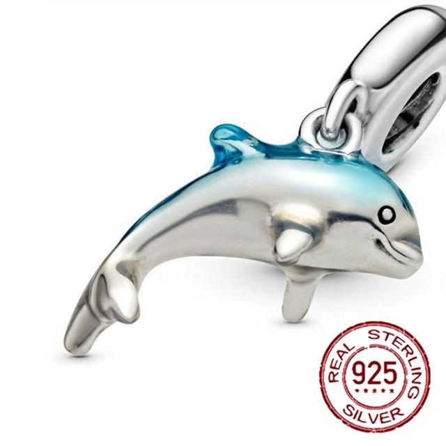 S925 Стерлингового Серебра Аист и Мерцающие Звезды Мотаться Шарм Подходит Оригинальный Модный Браслет S925 Женские Ювелирные Изделия Подарок