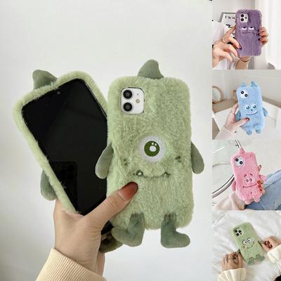 Чехол для телефона с мультяшным монстром из меха для Samsung S23 S22 Ultra S20 S21 FE A14 A24 A34 A54 A13 A23 A33 A53 A12 A22 A32 A52 A31 A51 A71/Redmi Note12 11 10s