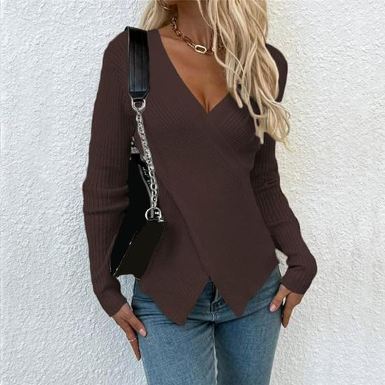 Женский сексуальный свитер с V-образным вырезом, облегающий свитер с длинным рукавом, мягкая дышащая ткань, свитер, осенняя одежда