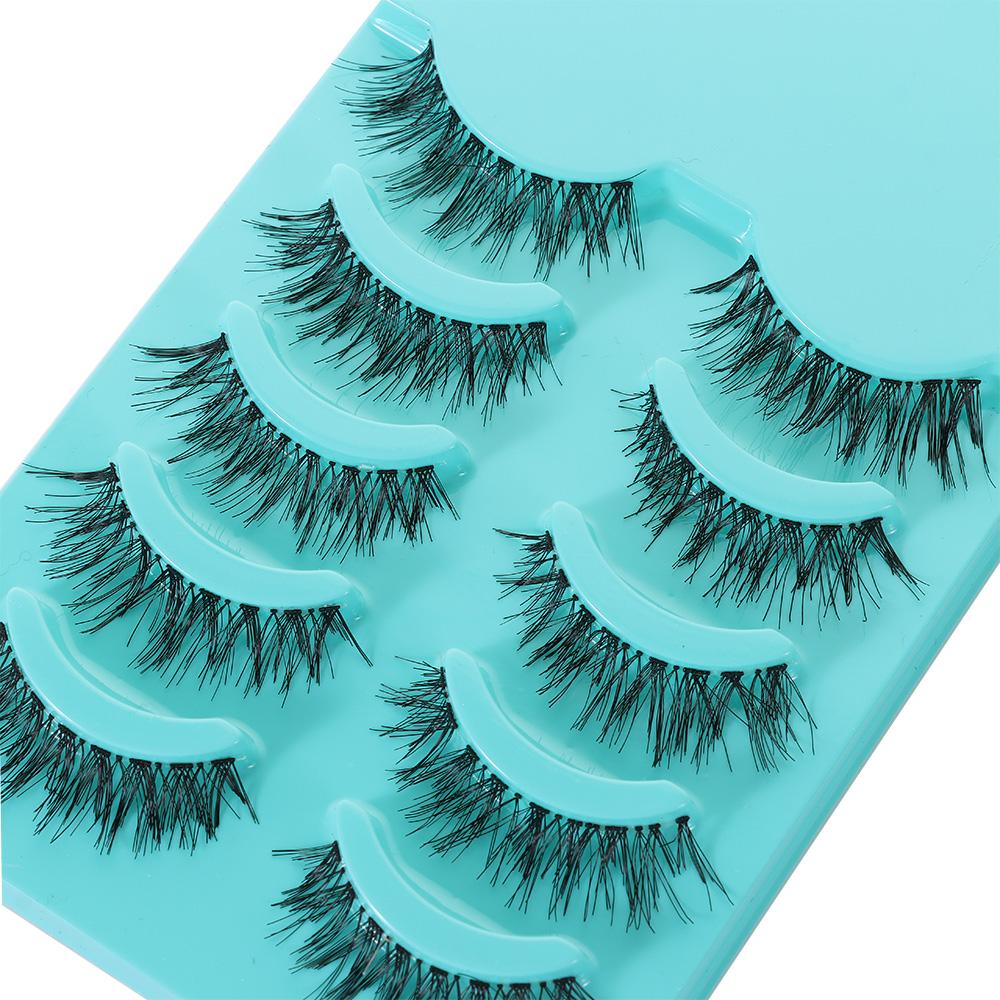 5 Pairs Cosmetic Long Cross Thick Black False Eyelashes Eye Lashes Extension Handmade