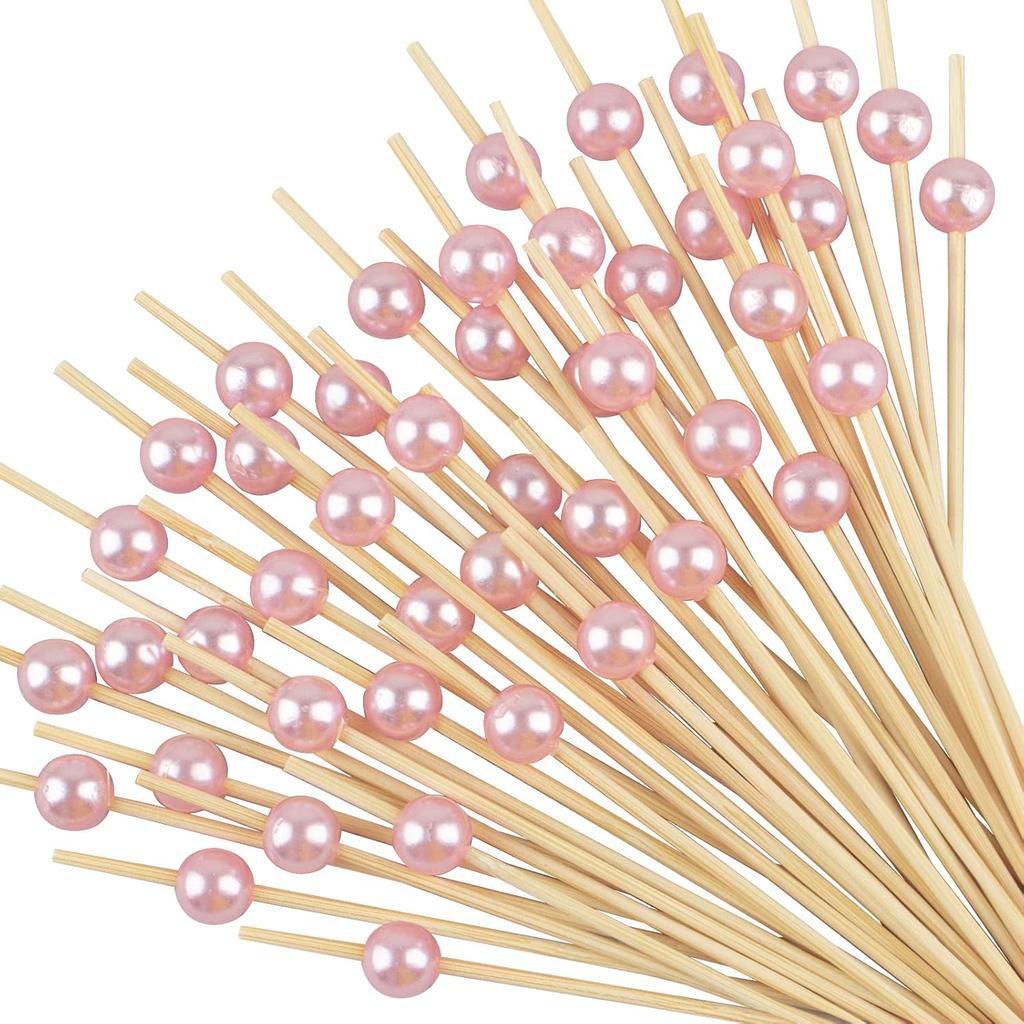 100 Pcs Cocktail Picks for Appetizers - Long Decorative Toothpicks for Party, Fancy Bamboo Skewers Sticks for Food Drink - white