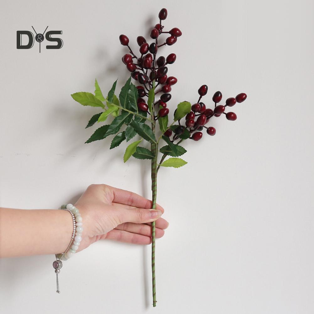 Blooming Bouquet Artificial Berry Leaf Twig Garden Flower Arrangement Desktop Home DIY Decor