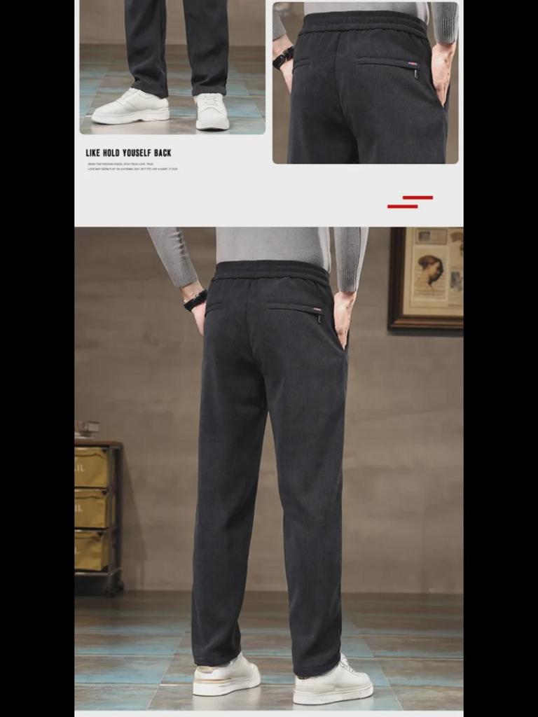 Премиальные мужские ветрозащитные брюки из норкового бархата на весну и осень