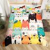 Kawaii Cat Duvet Cover Single Queen for Boys Girls Cute Kitten Pet Bedding SetMicrofiber Blue Comforter Cover with 2 Pillowcase