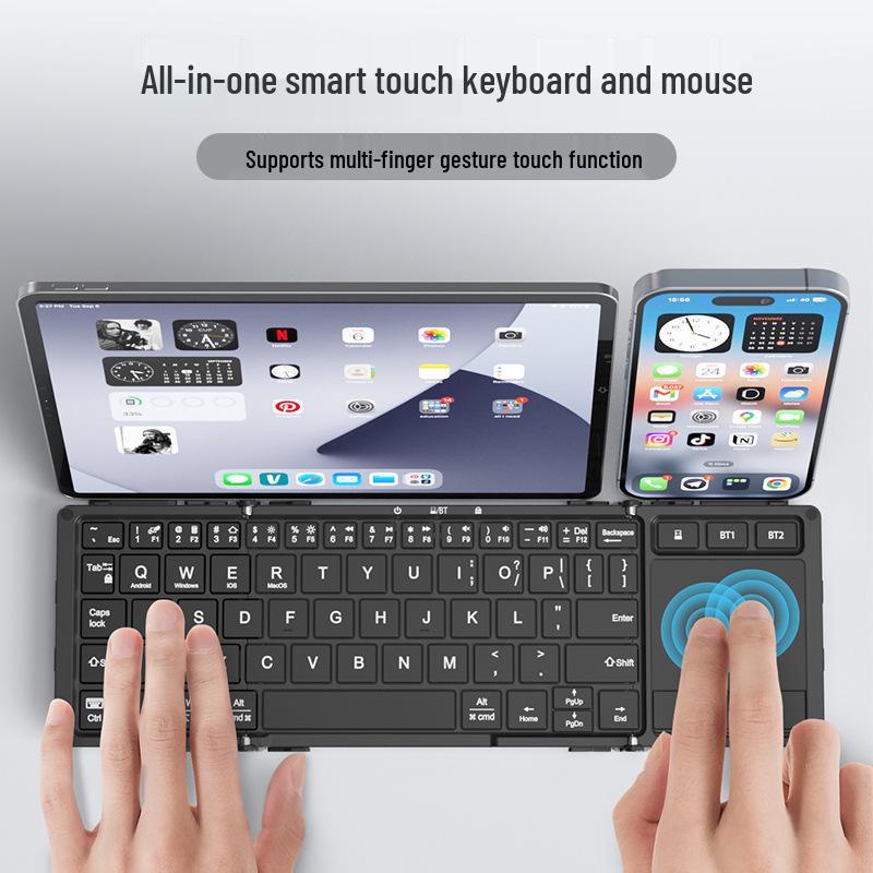BOW Hangshi HD088F Двухрежимная складная беспроводная Bluetooth-клавиатура с подставкой для планшетов и телефонов
