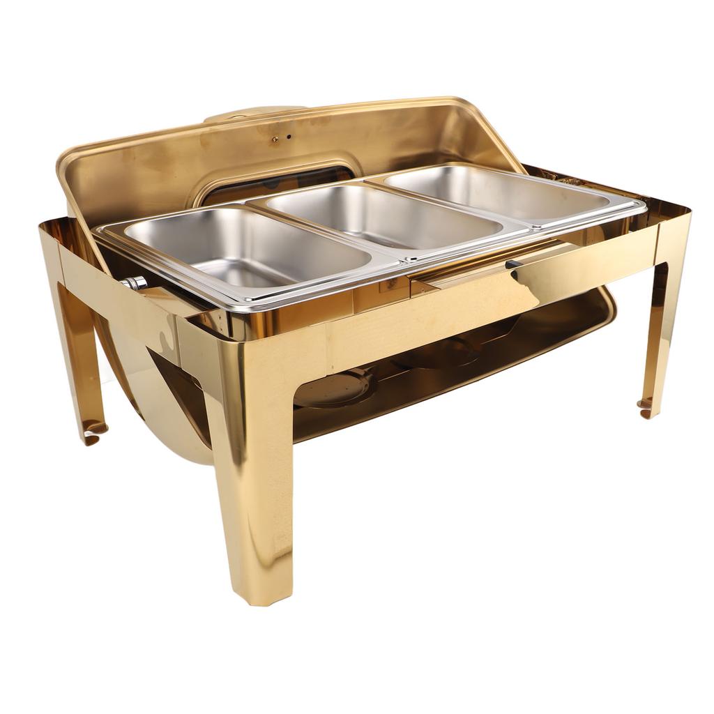 Поднос для подогрева пищи из нержавеющей стали, поднос для шведского стола, 9 л, подставка для подогрева пищи, прозрачная стеклянная крышка