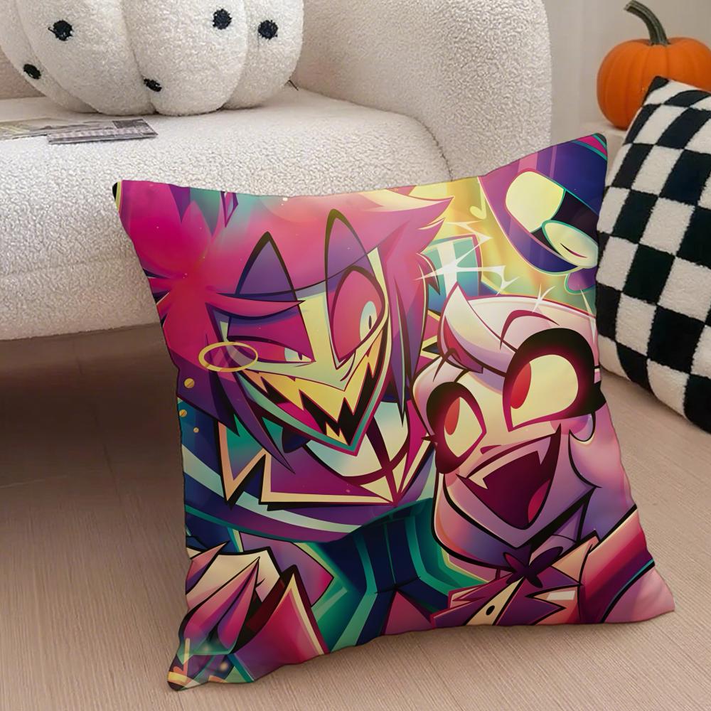Edgy Musical Quirky Animate HHazbin Hotel Cushion Cover Throw Pillow Cover Hidden Button Durable Polyester Chair Cushion