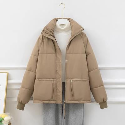 Хлопковая женская короткая утолщенная теплая хлопковая куртка с баской, уютное повседневное пальто