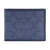 COACH Billfold Wallet 10 Signature Flip Closure Card Holder Coated Canvas Jacquard and Calf Leather Card Holder Regular Men's Dark Blue dark blue