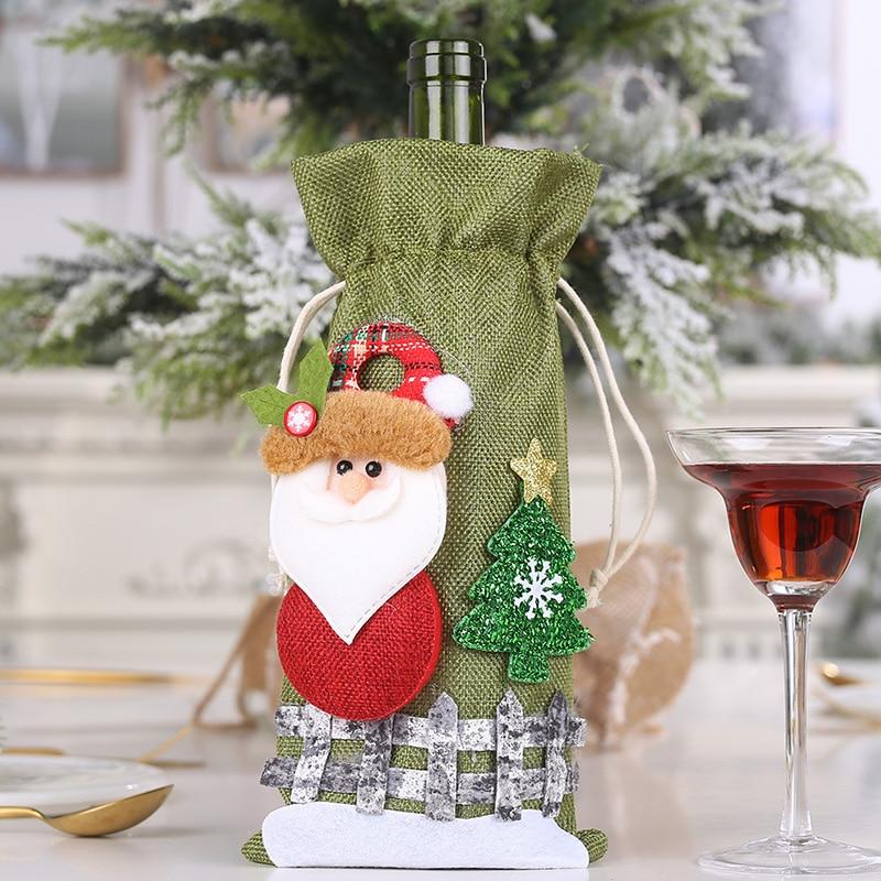 1Pc Christmas Wine Bottle Bag Holiday Santa Claus Champagne Bottle Cover Christmas Table Decorations Home Ornaments
