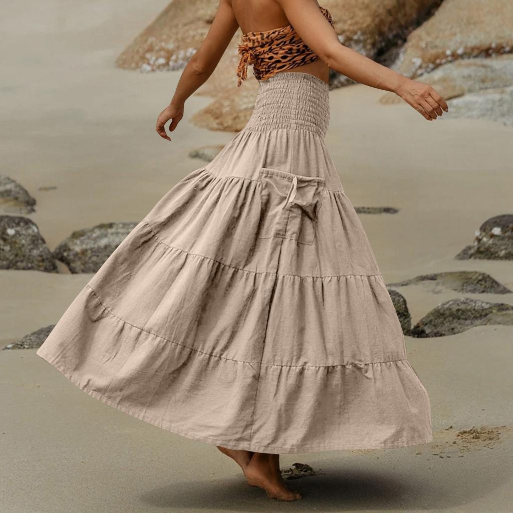 Женская модная цветная полуюбка в богемном стиле, свободная длинная юбка с карманами, юбка-трансформер, два способа носить